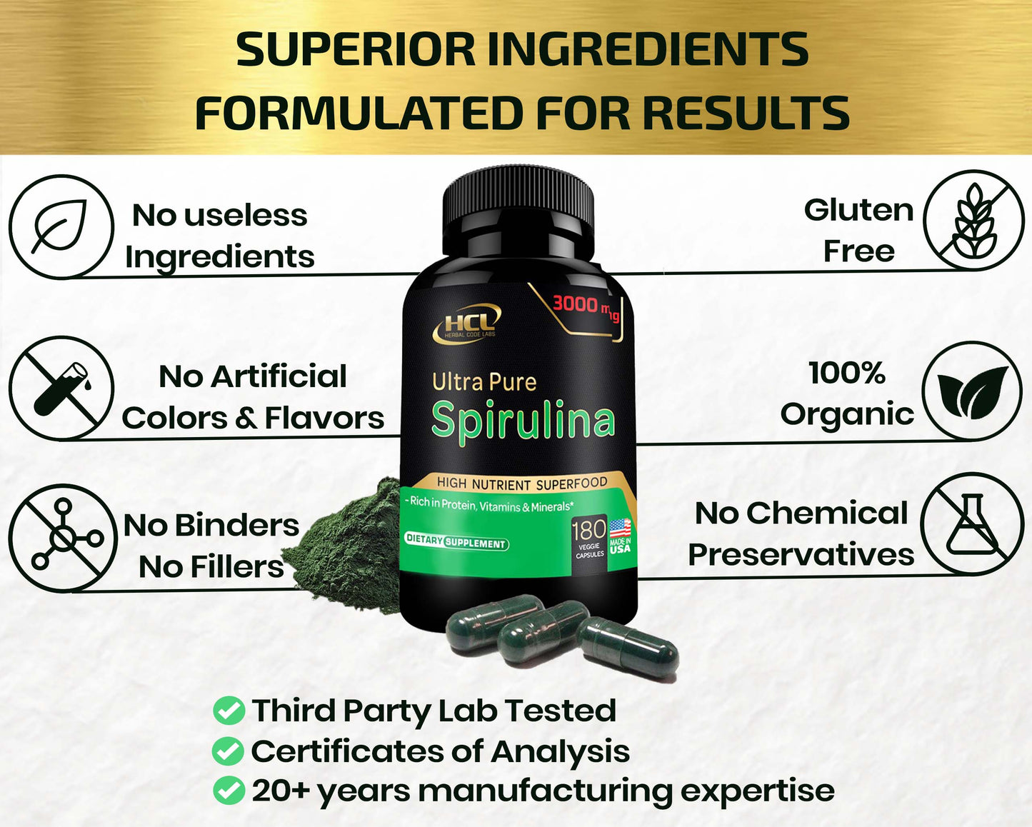 Spirulina Capsules Organic