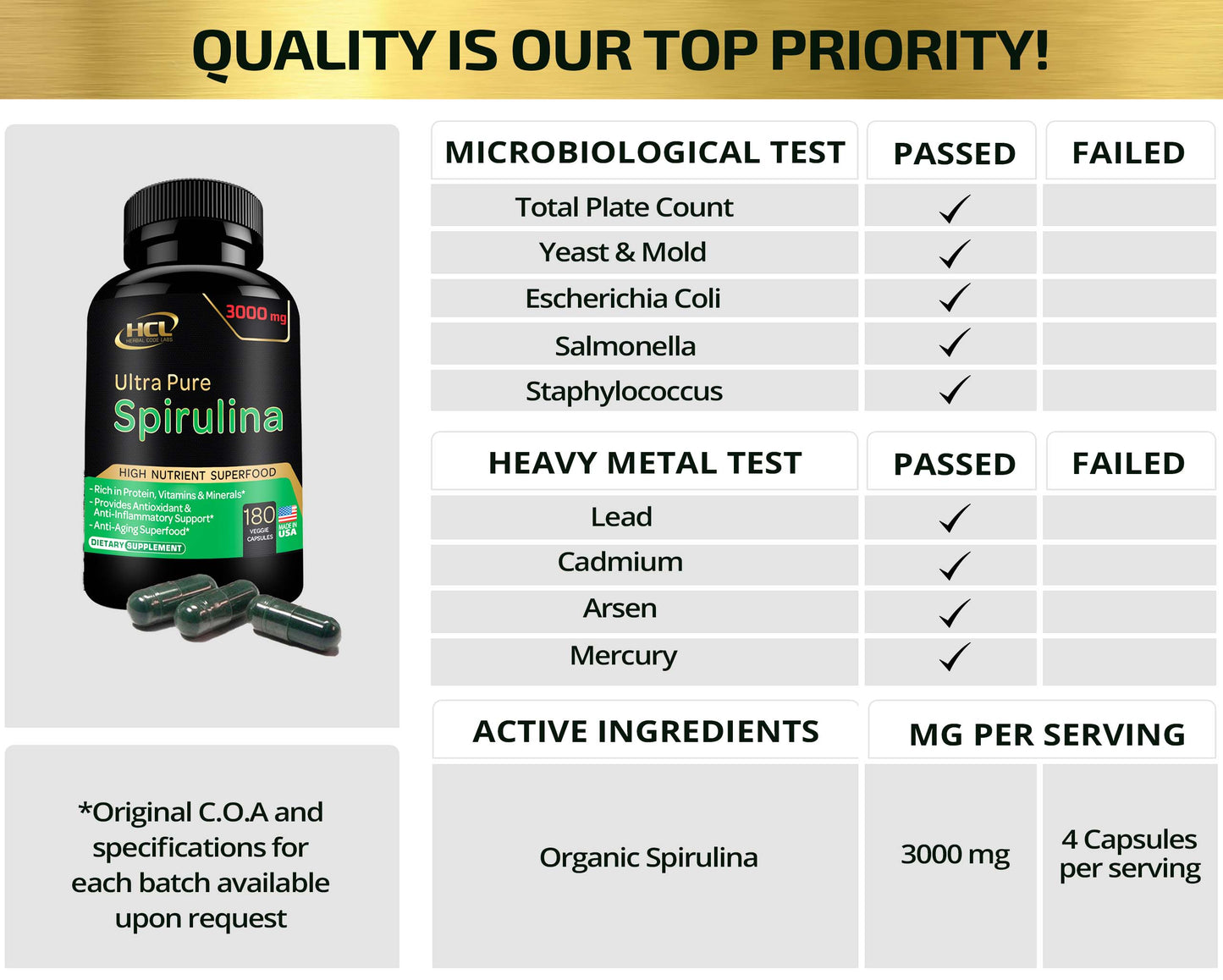 Spirulina Capsules Organic
