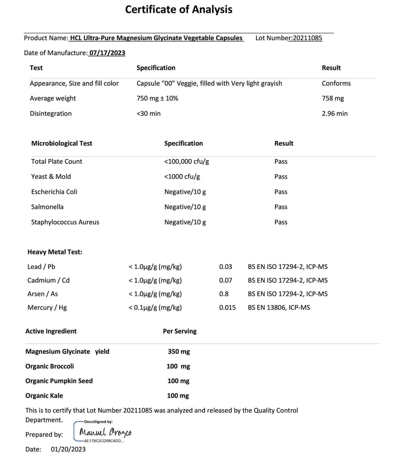 Magnesium Glycinate – Herbal Code Labs Nutrition