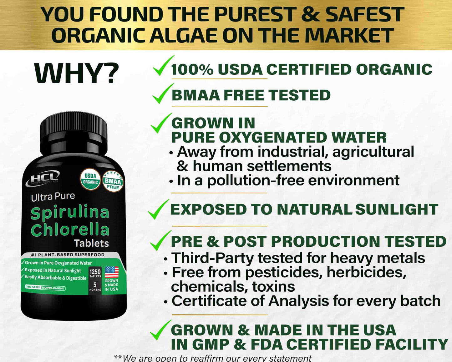 Organic Spirulina Chlorella Tablets