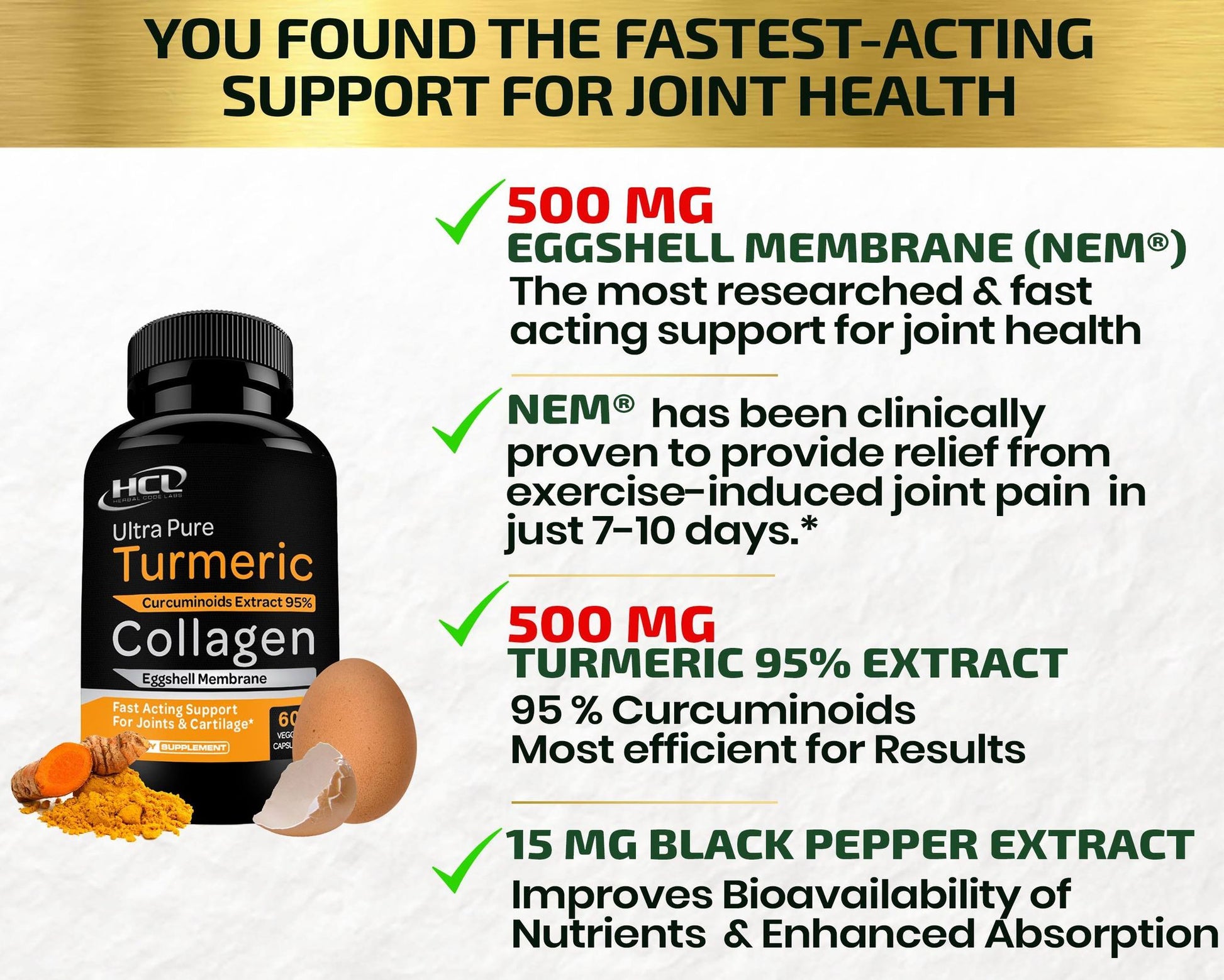 Collagen Type 2 - Joint Formula with Vitamin C and Curcuma - 60 Capsules