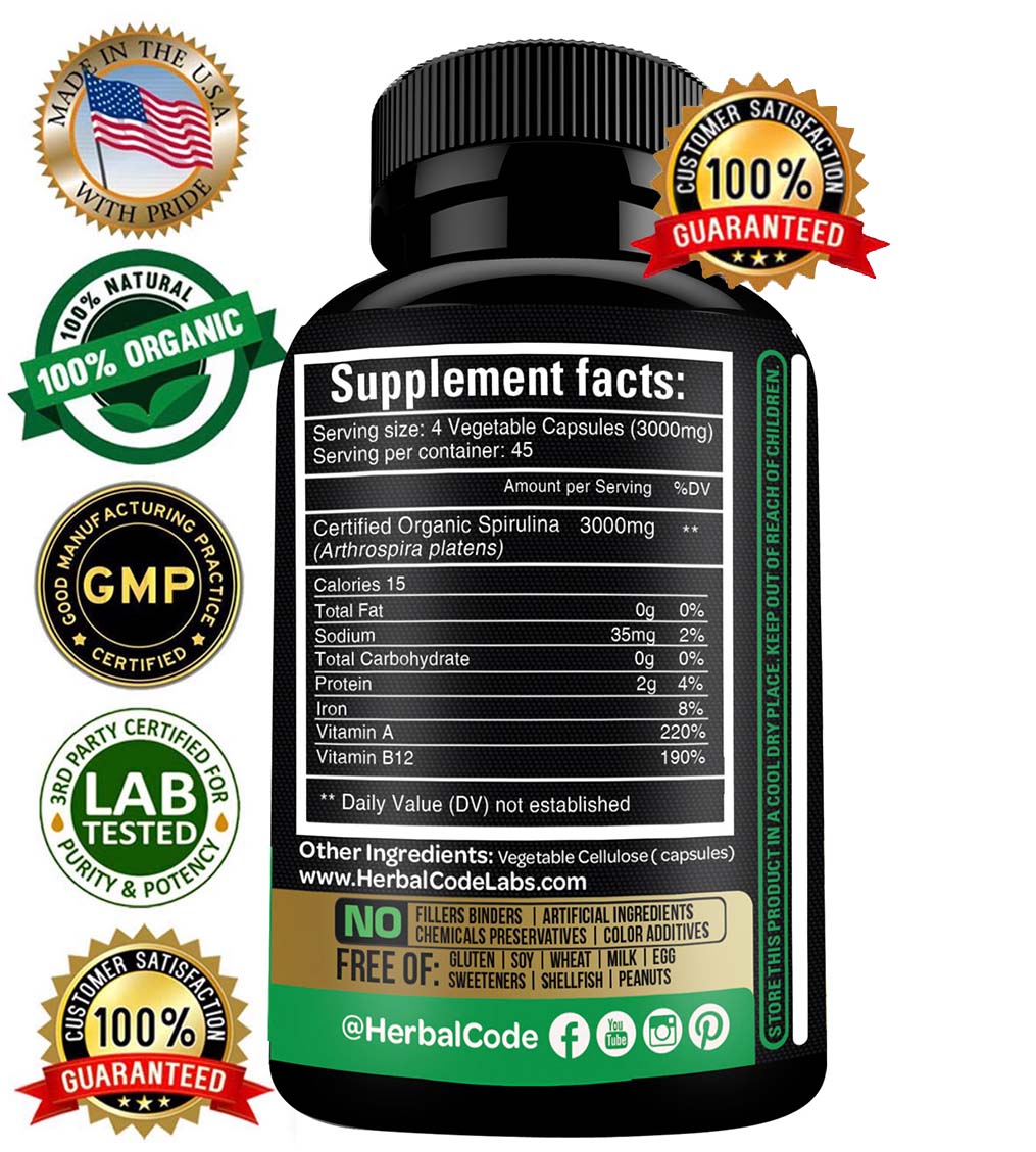 Spirulina Capsules Organic